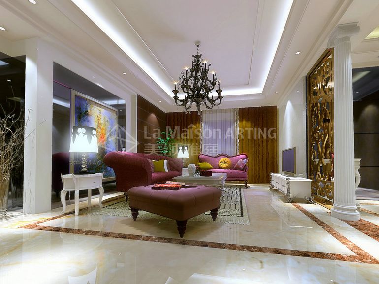 三居 简欧 客厅图片来自美颂雅庭装饰在百瑞景中央生活区138平简欧风格的分享