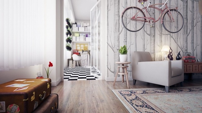 现代混搭 三居 大气 创意 客厅图片来自合建装饰李鑫在把盆栽、自行车挂起来的创意公寓的分享