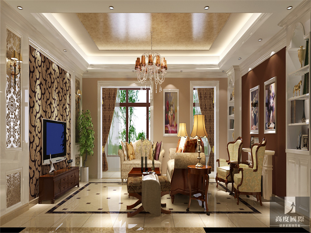 简欧 公寓 别墅 白领 高富帅 小资 客厅图片来自北京高度国际装饰设计在潮白河孔雀城简欧风格的分享