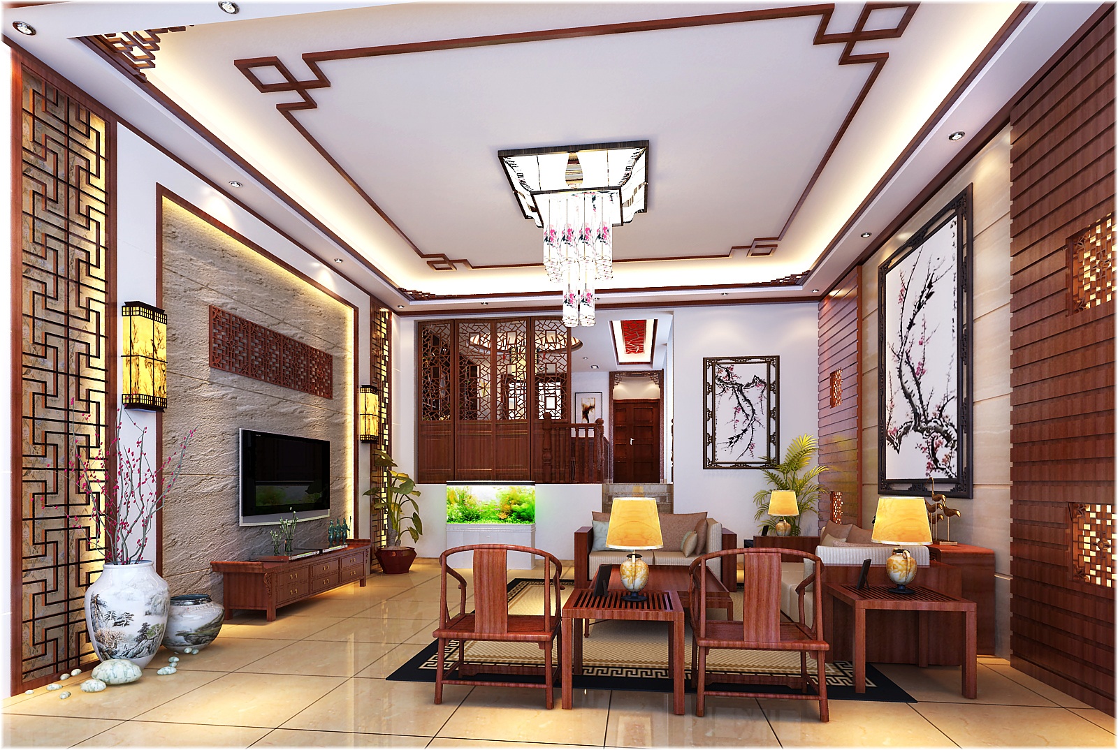 别墅 中式 小资 大户型 客厅图片来自豆在弘扬中华传统美德的分享