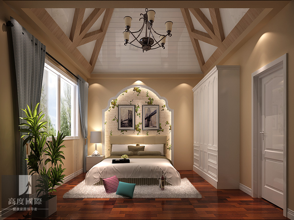欧式 简约 别墅 小资 80后 卧室图片来自W鑫在简欧风格 独栋260平米 五室的分享