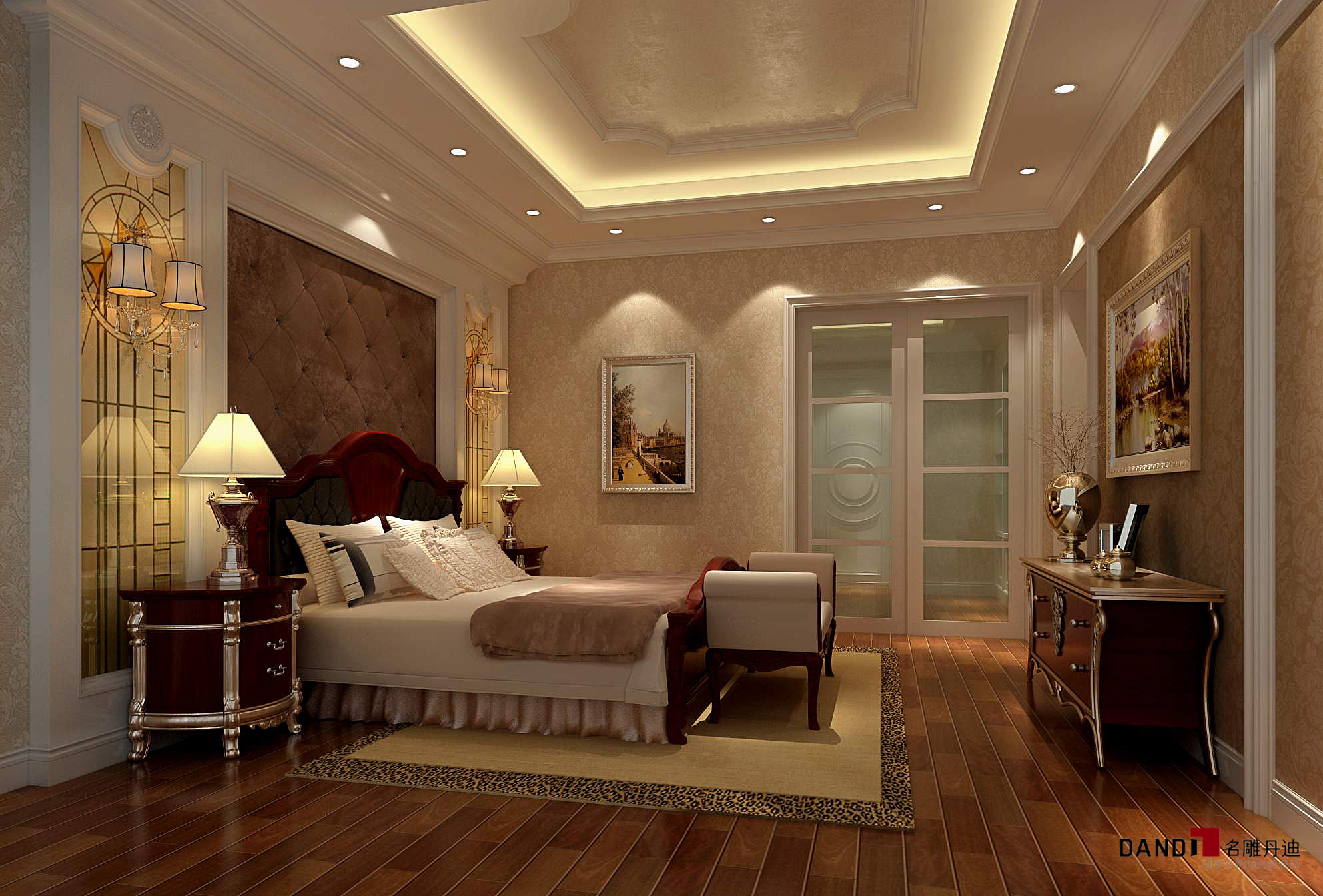 欧式 别墅 高富帅 名雕丹迪 奢华 卧室 卧室图片来自名雕丹迪在欧式风格—300平奢华别墅装修的分享