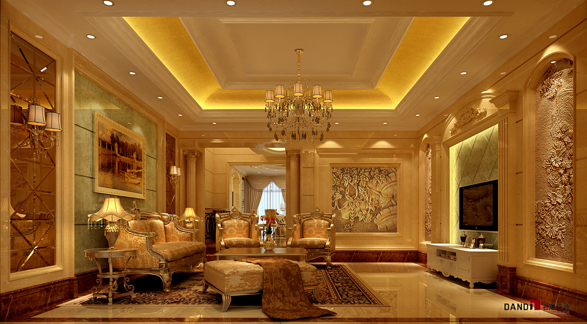 欧式 别墅 高富帅 名雕丹迪 奢华 客厅 客厅图片来自名雕丹迪在欧式风格—300平奢华别墅装修的分享