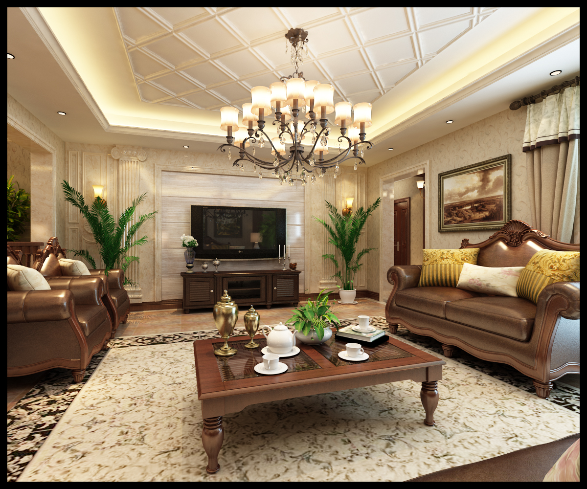 古典 美式 别墅 高端 大气 上档次 大户型 客厅图片来自豆在80万打造350㎡古典美式风格的分享