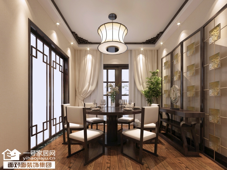 一号家居网 新中式 餐厅图片来自武汉一号家居在招商雍华府   147平米新中式风格的分享