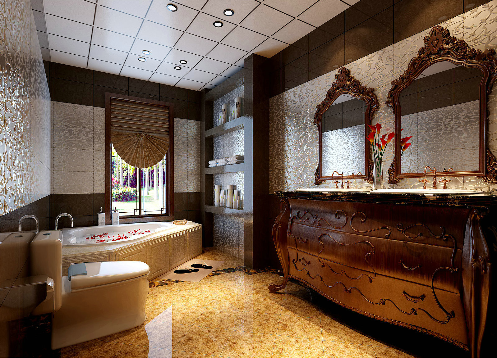 别墅 中式 装修案例 卫生间图片来自实创装饰晶晶在壮丽华贵的中式风的分享