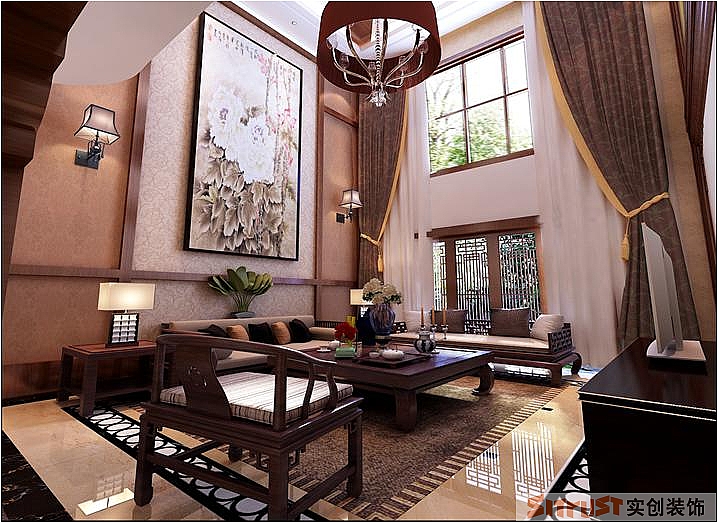 客厅图片来自用户2652703143在琥珀名城260平复式中式风格设计的分享