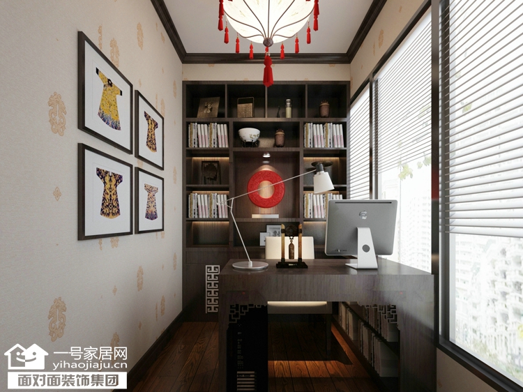 一号家居网 新中式 书房图片来自武汉一号家居在招商雍华府   147平米新中式风格的分享