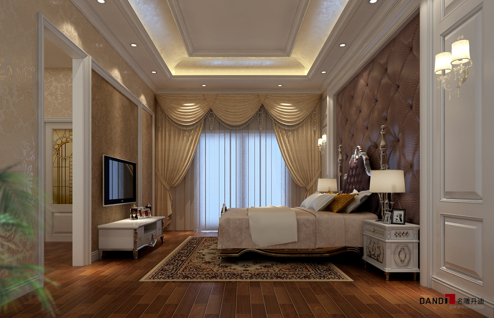 欧式 别墅 高富帅 名雕丹迪 奢华 卧室 卧室图片来自名雕丹迪在欧式风格—300平奢华别墅装修的分享