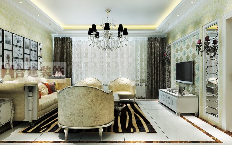 欧式 80后 高富帅 白富美 客厅图片来自北京合建装饰在时代天街168平低调的奢华的分享