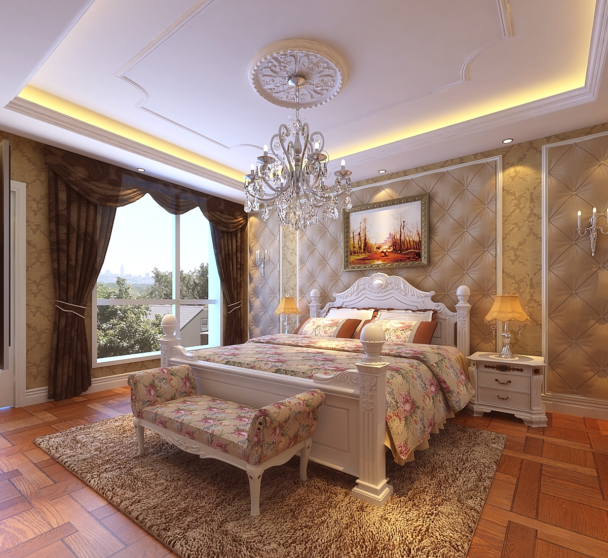 欧式古典别墅卧室