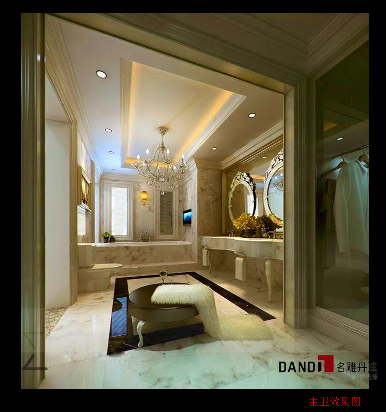 欧式 别墅 清华居 别墅装修 名雕丹迪 客厅 卧室 卫生间图片来自名雕丹迪在欧式风格—340平高档别墅装饰的分享