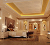 名雕设计——正龙豪苑——欧式卧室：整个空间气派又典雅。