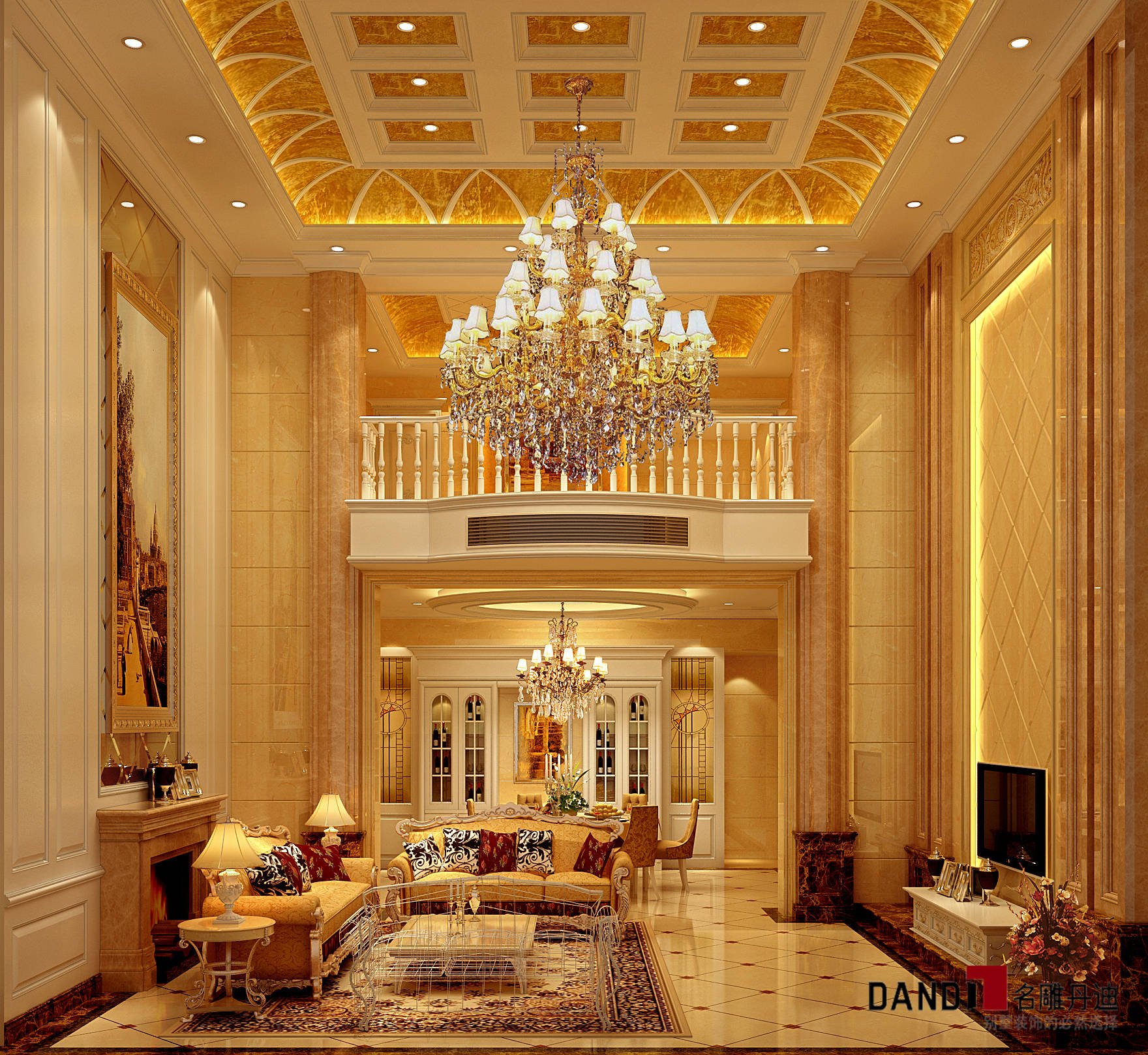 欧式 别墅 高富帅 典雅 名雕 客厅图片来自名雕丹迪在欧式风格—500平典雅别墅装修的分享