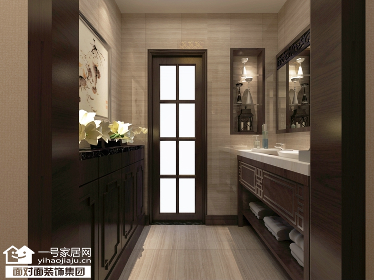 一号家居网 新中式 卫生间图片来自武汉一号家居在招商雍华府   147平米新中式风格的分享