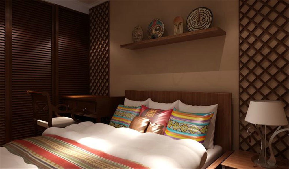 一居室装修 东南亚风格 功能间齐全 注重收纳 卧室图片来自上海实创-装修设计效果图在46平米一居室东南亚风格设计的分享