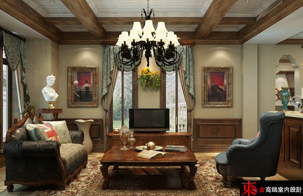 别墅 古典美式 别墅装修 東合设计 客厅图片来自東合設計在西山御园别墅——古典美式风的分享