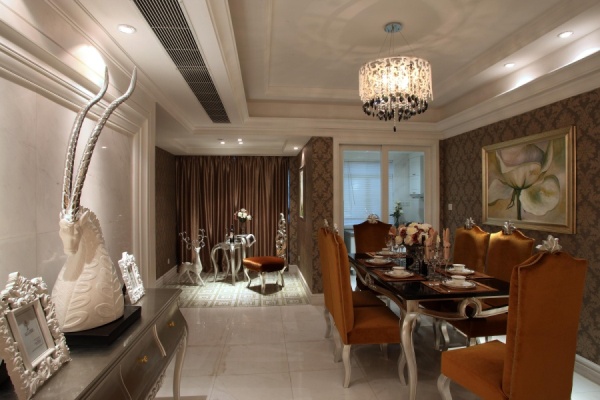 欧式 古典风格 别墅 欧式效果图 别墅装修 餐厅图片来自香港古兰装饰-成都在古典欧式大气设计的分享