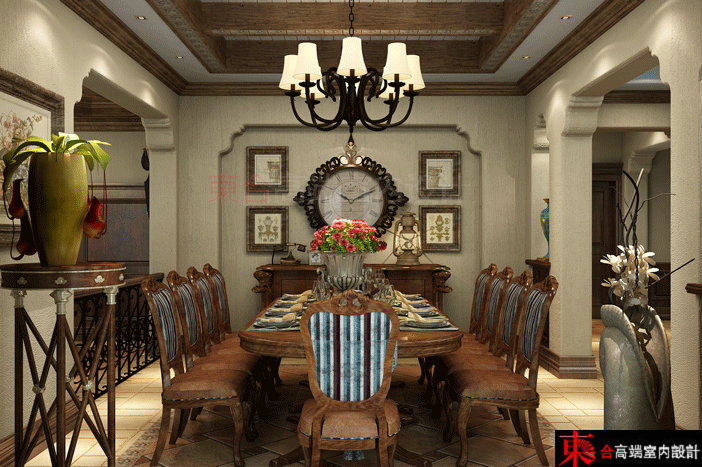 别墅 古典美式 别墅装修 東合设计 餐厅图片来自東合設計在西山御园别墅——古典美式风的分享