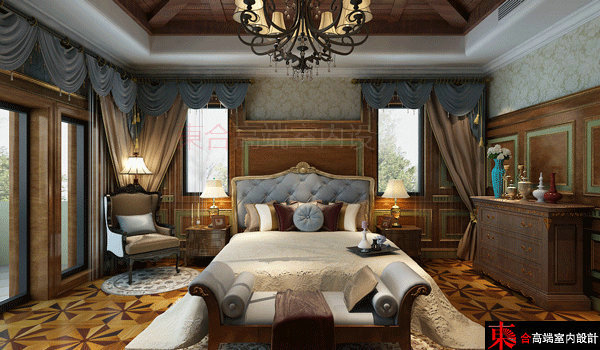 别墅 古典美式 别墅装修 東合设计 卧室图片来自東合設計在西山御园别墅——古典美式风的分享