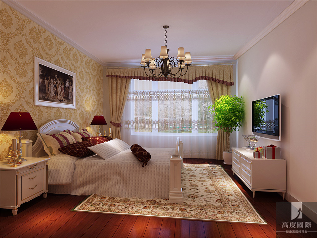简约 欧式 二居 白领 80后 小资 卧室图片来自北京高度国际装饰设计在水色时光欧式风格温馨爱巢的分享