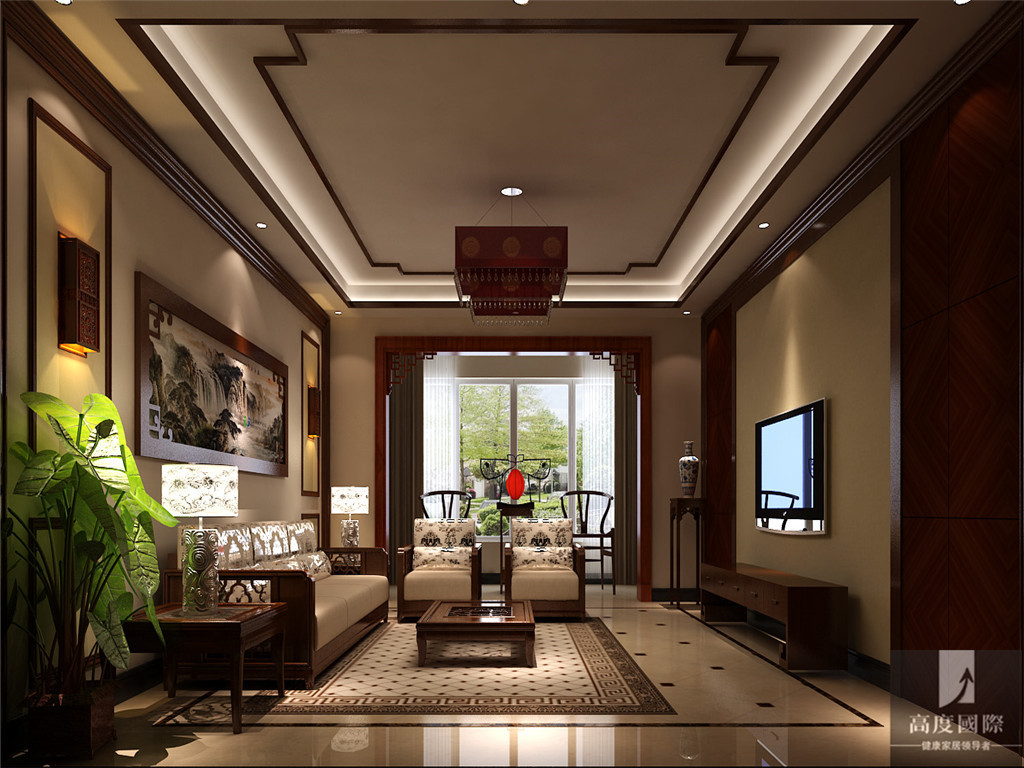 中式 公寓 80后 白领 高富帅 白富美 客厅图片来自北京高度国际装饰设计在旭辉御府中式公寓的分享