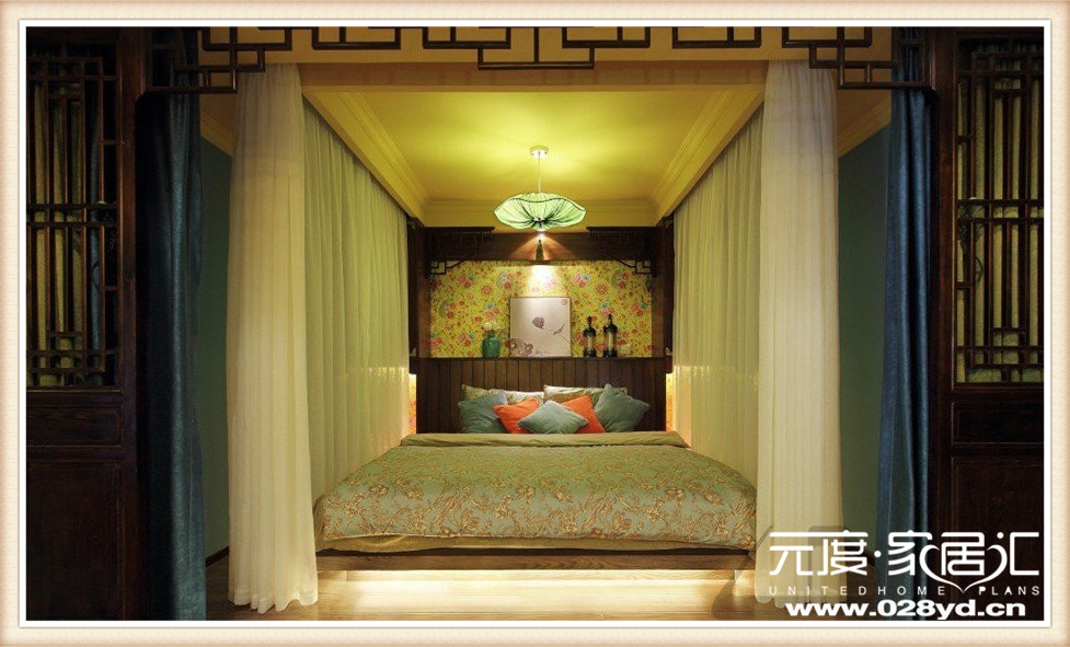 中式 元度家居汇 装修 设计 二居 卧室图片来自元度家居汇官方博客在88平米的中式混搭装修的分享