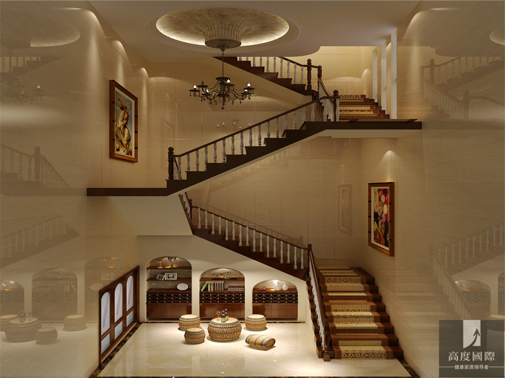 中式 公寓 80后 白领 高富帅 白富美 楼梯图片来自北京高度国际装饰设计在旭辉御府中式公寓的分享