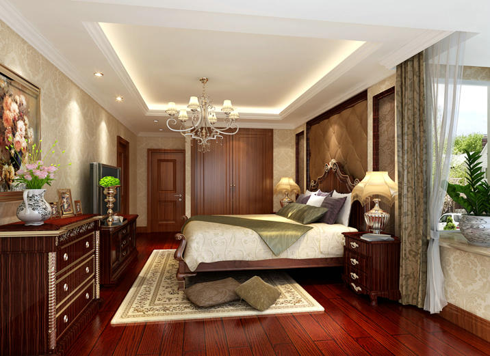 新古典设计 三居室 小资装修 卧室图片来自上海实创-装修设计效果图在140平米新古典设计风格的分享
