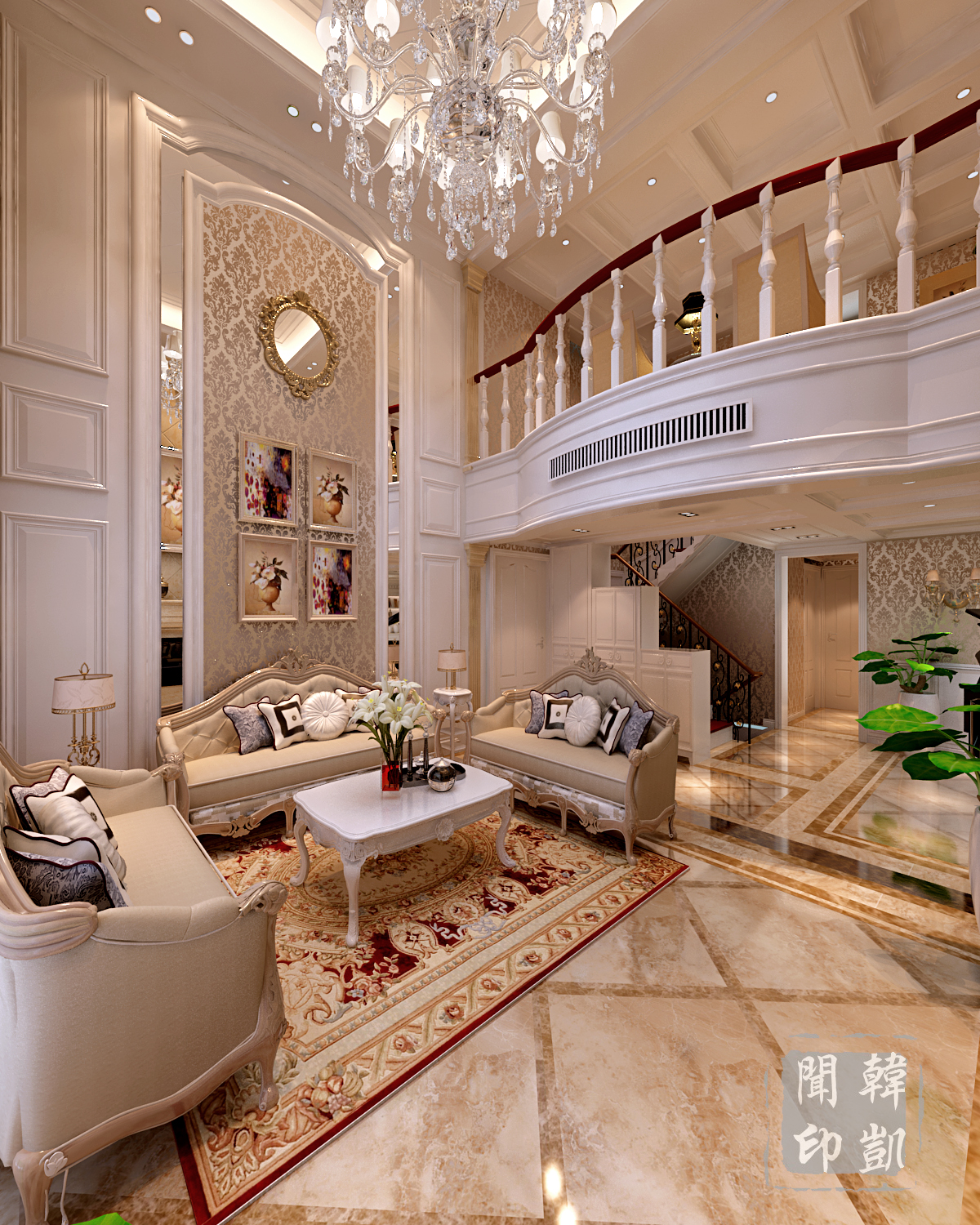 欧式 新古典 别墅 奢华 优雅 复式 挑高空间 客厅图片来自东易力天-韩凯闻在新古典-阐述欧式的优雅空间的分享