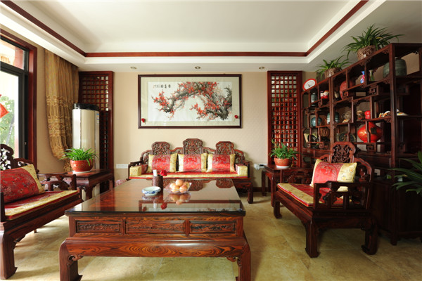 中式风格 客厅图片来自成都金煌装饰在繁华的都市里，一个宁静祥和的家的分享