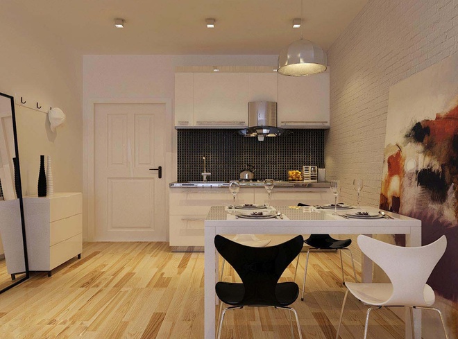 时尚 单身 公寓 餐厅图片来自合建装饰李世超在54平一居室单身公寓的分享