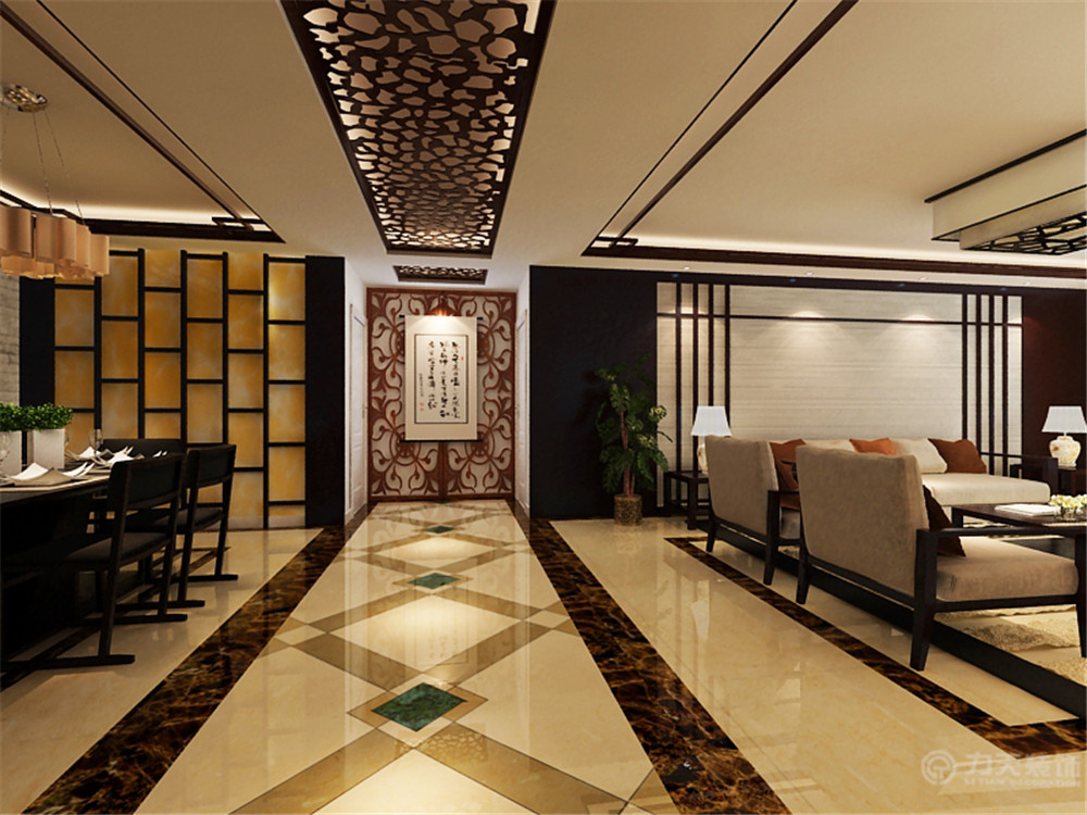 新中式 中式 三居 旧房改造 收纳 80后 小资 客厅图片来自阳光力天装饰在万达公馆-261.00㎡-新中式风格的分享