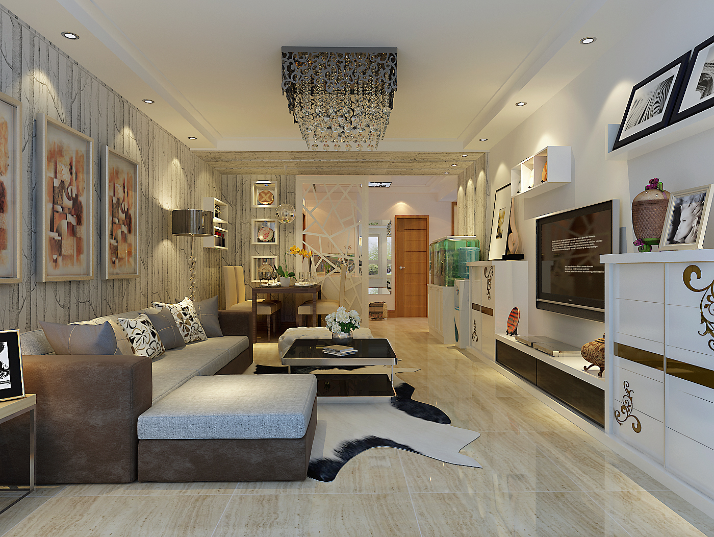 现代简约 三居 清新自然 温馨舒适 客厅图片来自上海实创-装修设计效果图在140平米清新自然的现代简约风格的分享