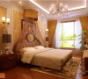 卧室：房间以欧式风格的床柜与吊顶独特的垂帘更加高贵与优雅。