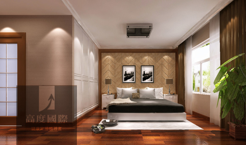 现代 三居 卧室图片来自高度国际装饰韩冰在金色漫香苑130㎡简欧的分享