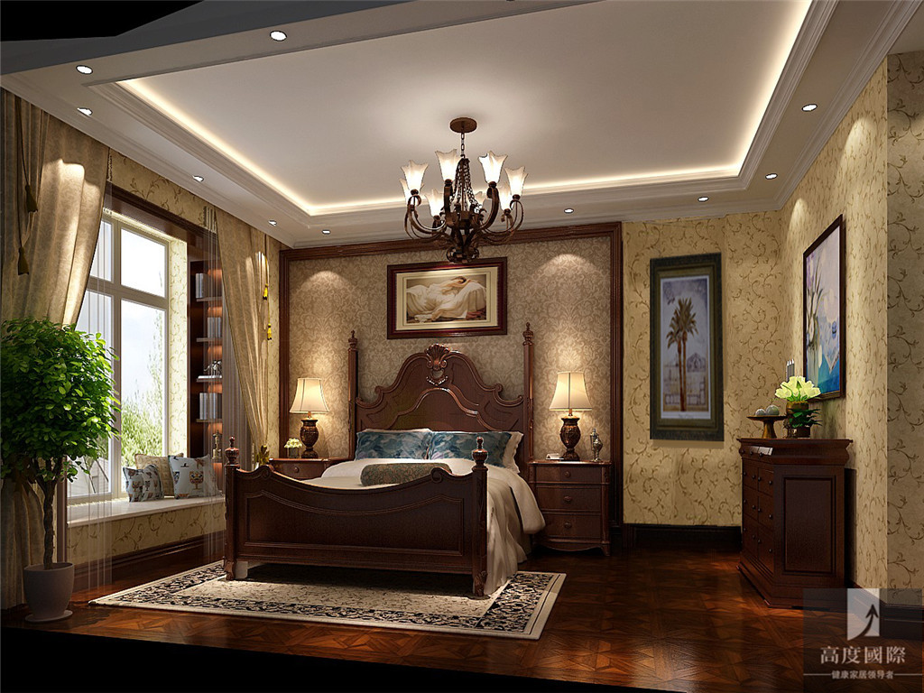 简约 美式 三居 公寓 白领 80后 小资 高度 卧室图片来自北京高度国际装饰设计在远洋东方美式公寓婚房的分享