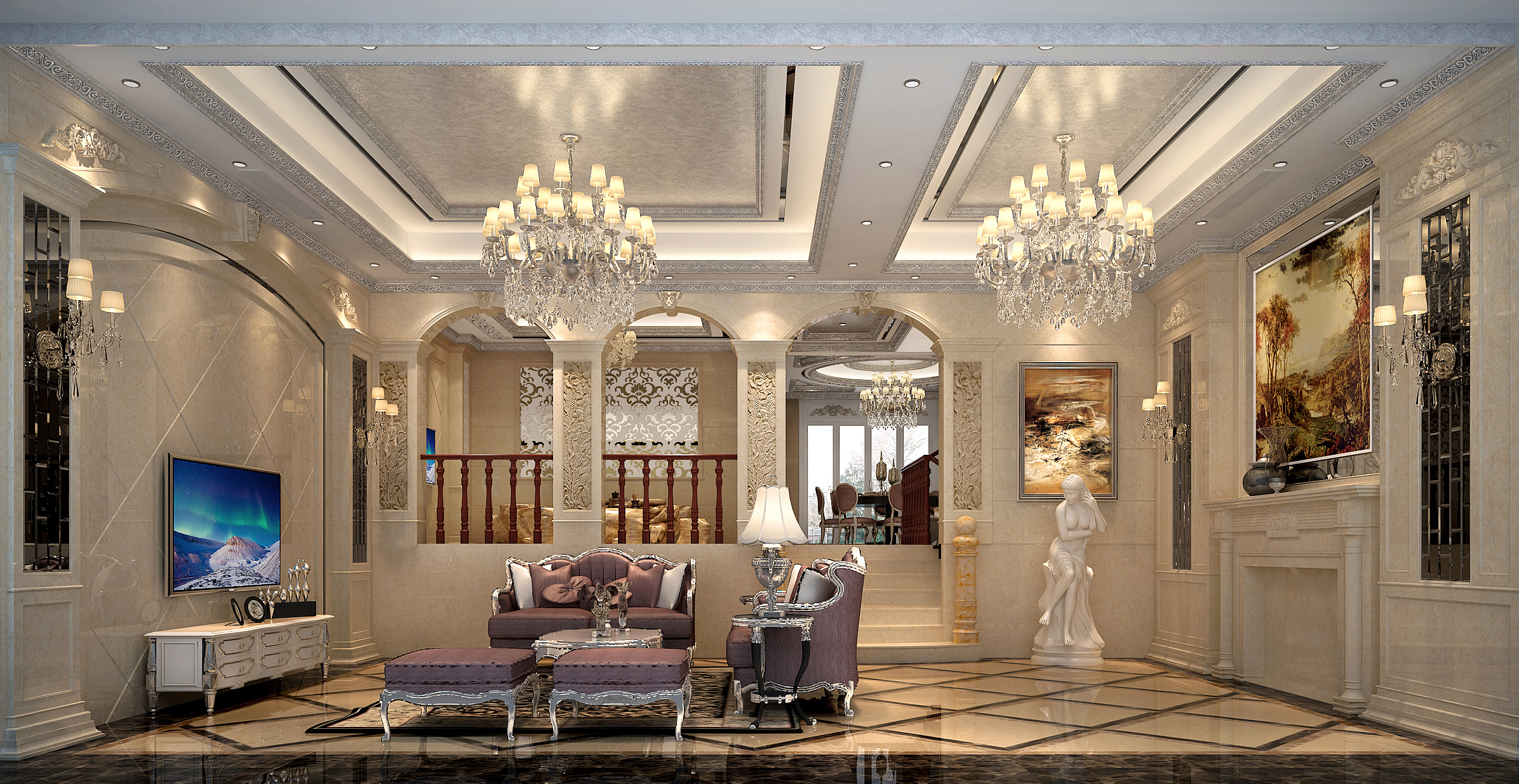 欧式 别墅 客厅图片来自13928414192在高档典雅的简欧风的分享