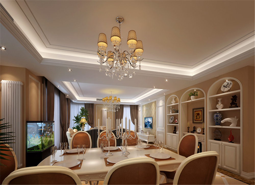 五口之家 欧式别墅 豪华气派 餐厅图片来自上海实创-装修设计效果图在282平米别墅五口之家的欧式生活的分享