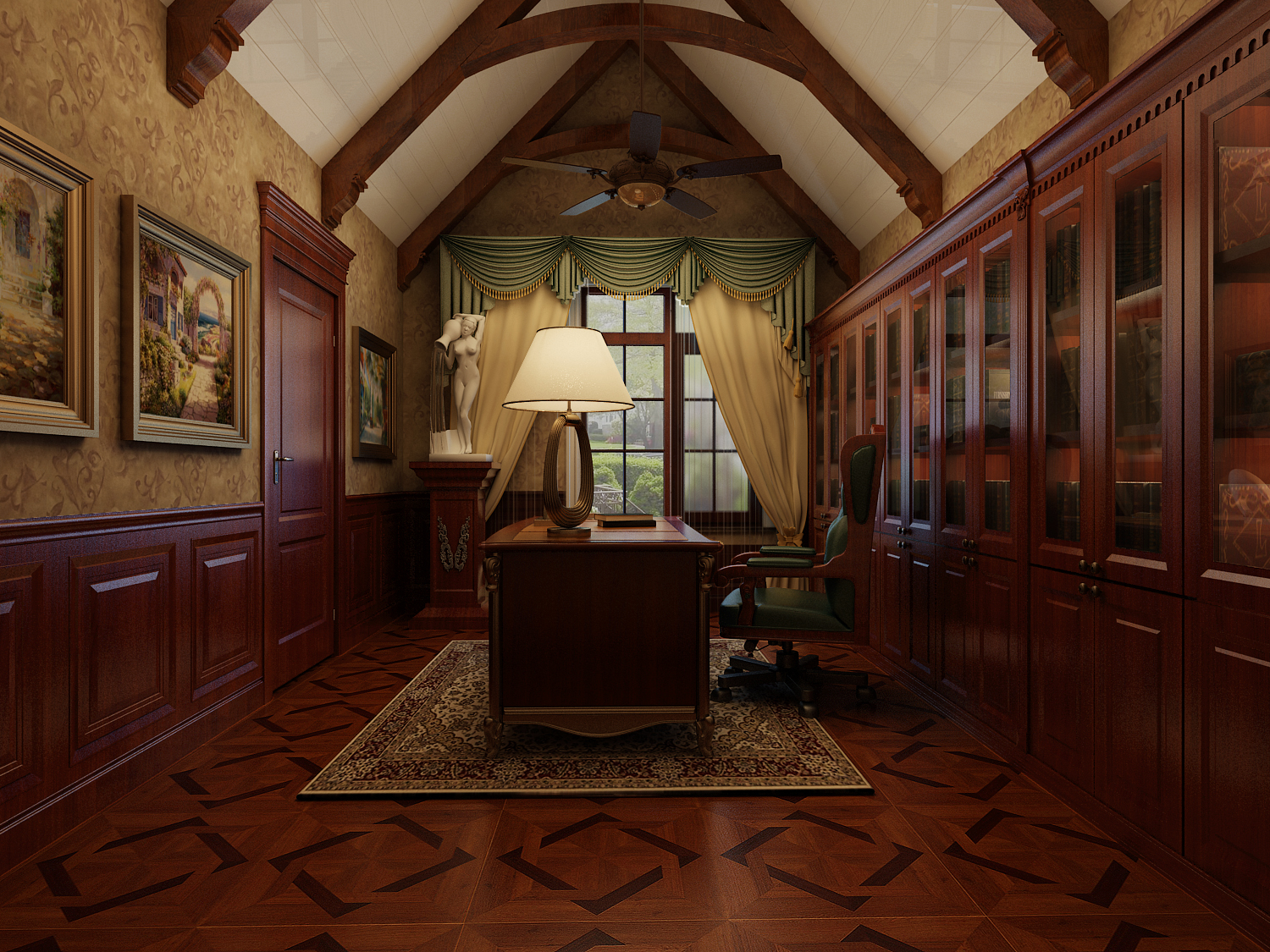 欧式 别墅 书房图片来自尚层装饰大林在远洋傲北B2户型欧式古典的分享