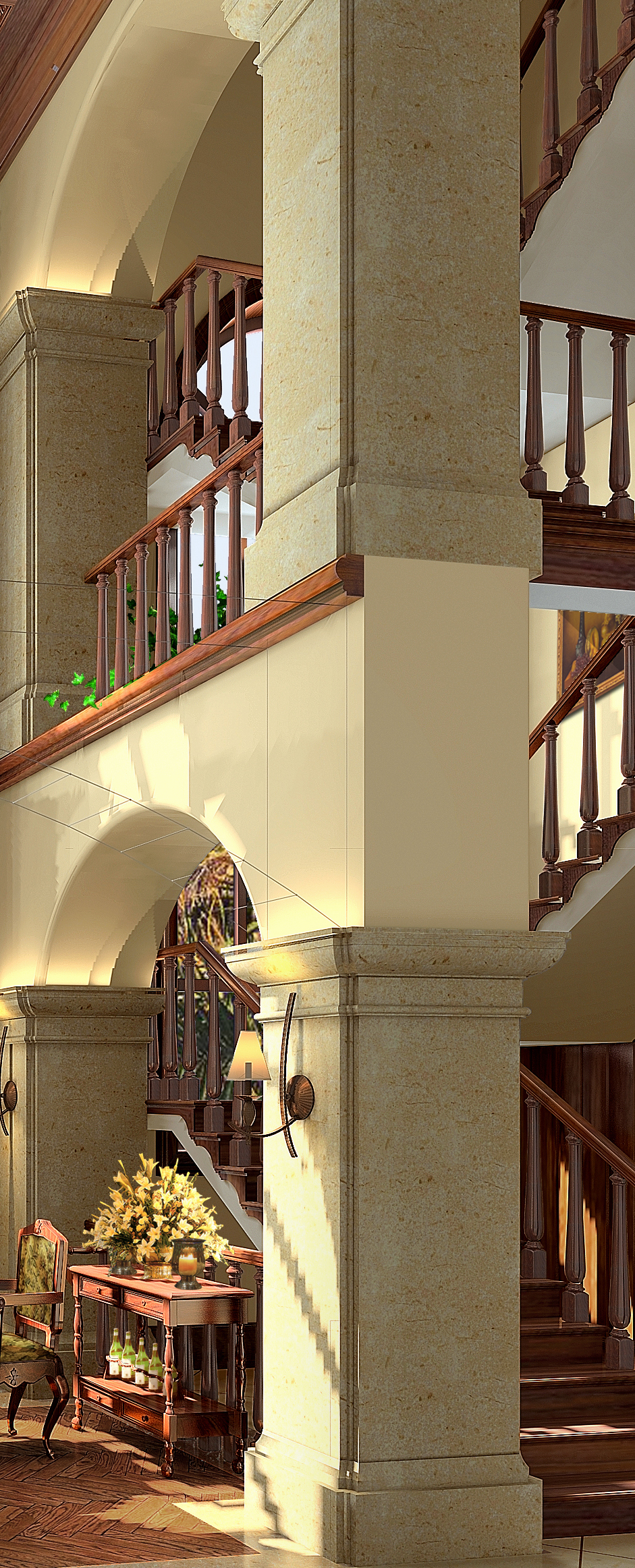 美式 复古 精致 优雅 矜贵 楼梯图片来自Cole5201314在观澜长堤别墅的分享
