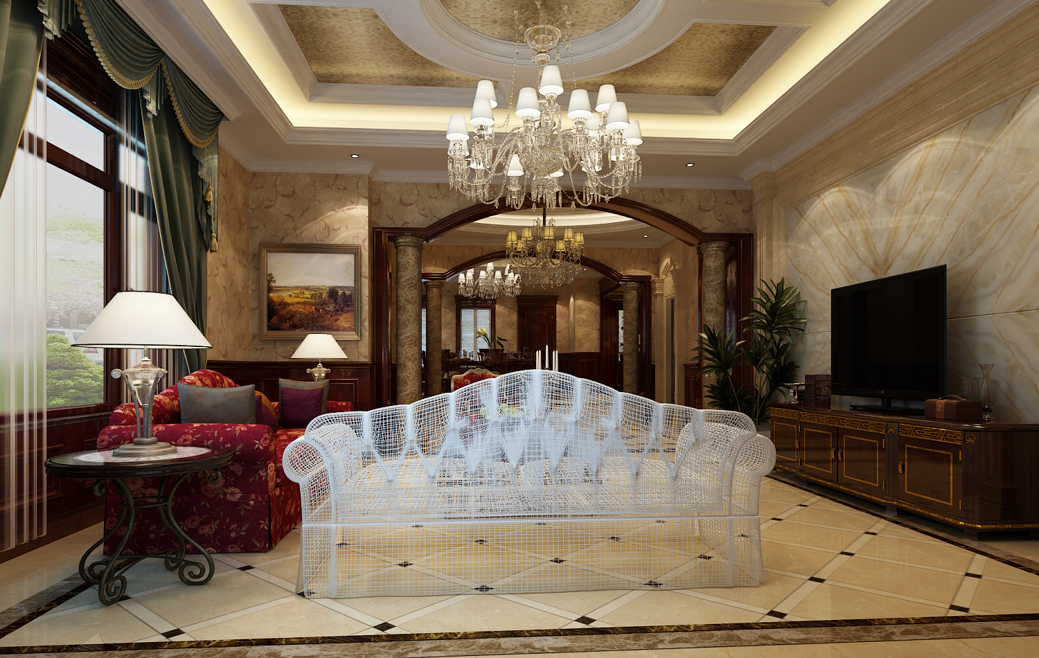 欧式 别墅 客厅图片来自尚层装饰大林在远洋傲北B2户型欧式古典的分享