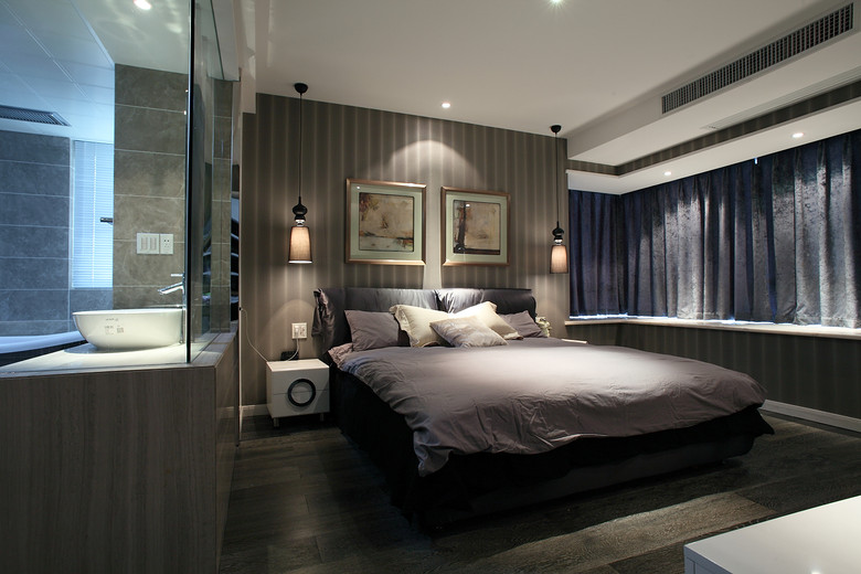 卧室图片来自家装大管家在黑色风来袭 100平现代时尚3居的分享