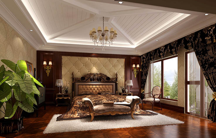 欧式风格 独栋别墅 效果图 设计案例 卧室图片来自高度国际设计装饰在欧式风格的分享