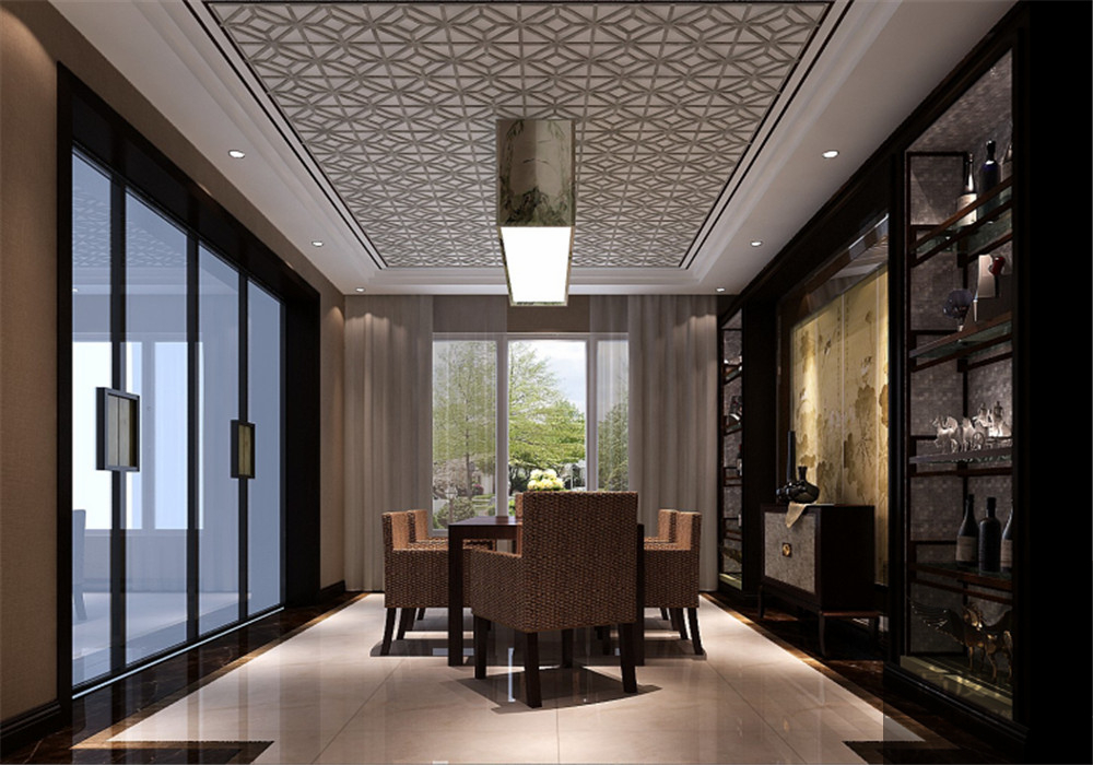 新中式 三居 餐厅图片来自高度国际装饰韩冰在西山壹号院280新中式的分享