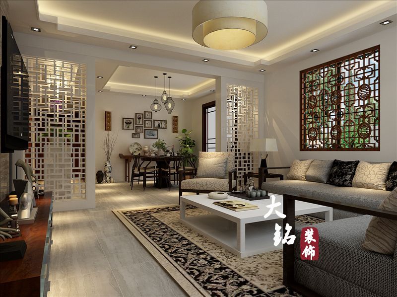 中式 四室 新房装修 客厅图片来自大铭装饰设计工程有限公司在中式风格新房装修设计的分享