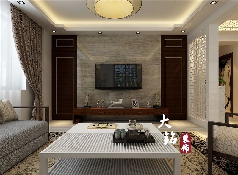 中式 四室 新房装修 客厅图片来自大铭装饰设计工程有限公司在中式风格新房装修设计的分享