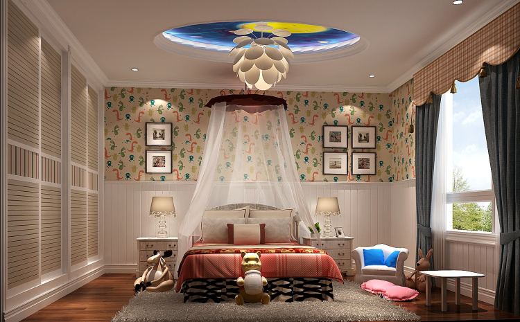 混搭 别墅 设计图 效果图 儿童房图片来自高度国际设计装饰在富力丹麦小镇360㎡混搭设计案例的分享