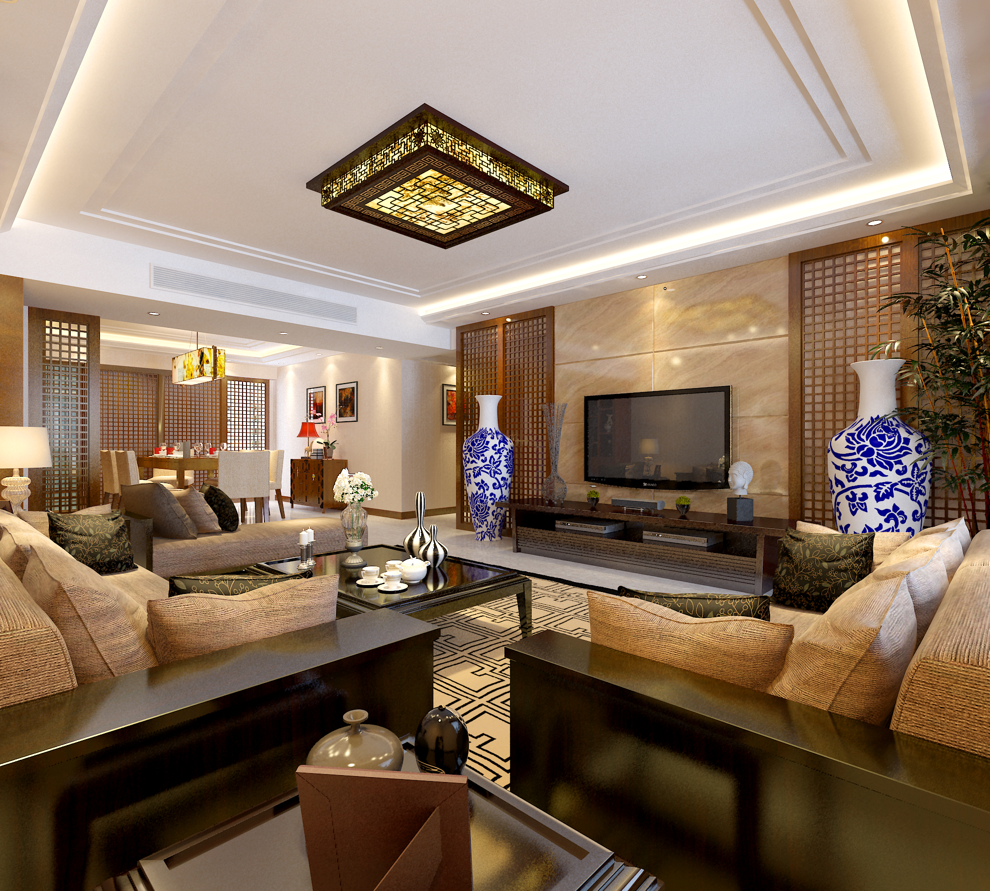 四室 新中式 中式 旧房改造 客厅图片来自柠檬树装饰在新中式的分享