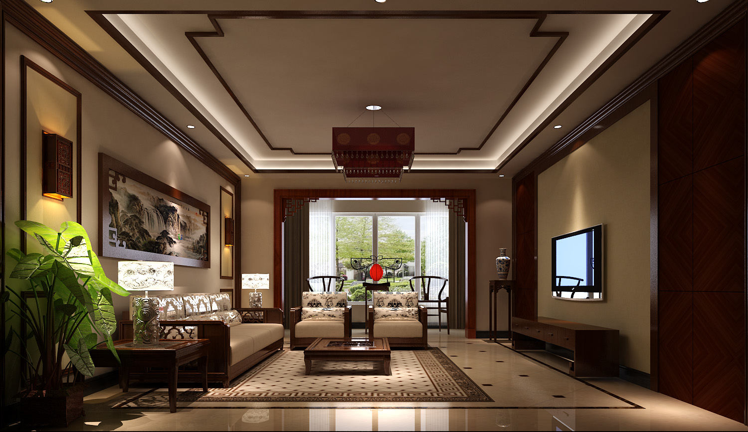 中式 白领 小资 80后 客厅图片来自沙漠雪雨在旭辉御府中式风格四居的分享